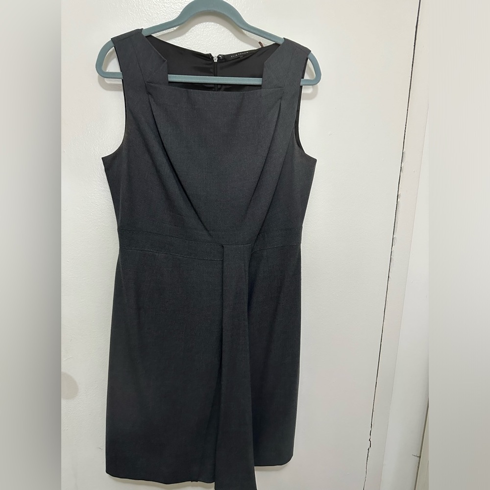Tahari gray wool sleeveless dress - size 14